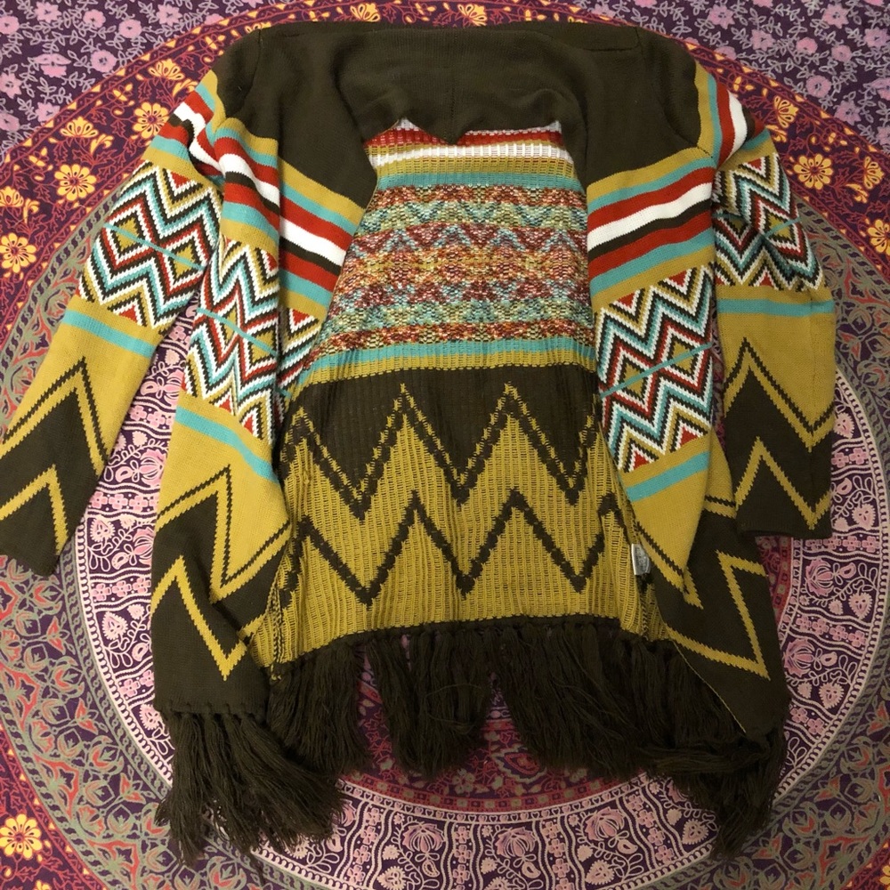 Small brown knit patterned cardigan